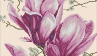 Pink magnolia-cross-stitch design
