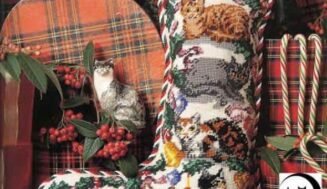 Christmas stocking Cats cross-stitch design