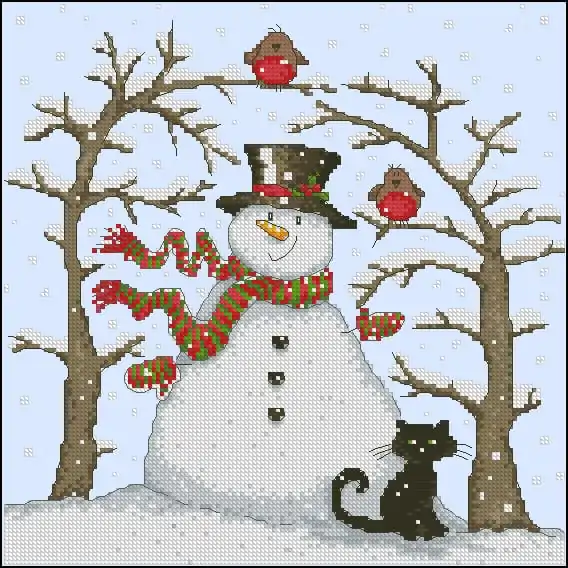 Cross-stitch pattern Christmas stocking-Snowman - Free Cross