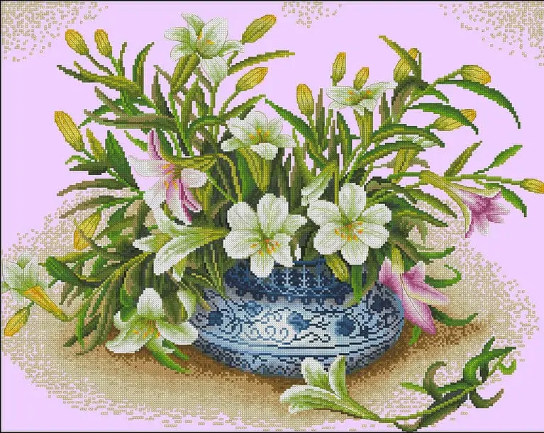 Still life – lilies-cross-stitch design