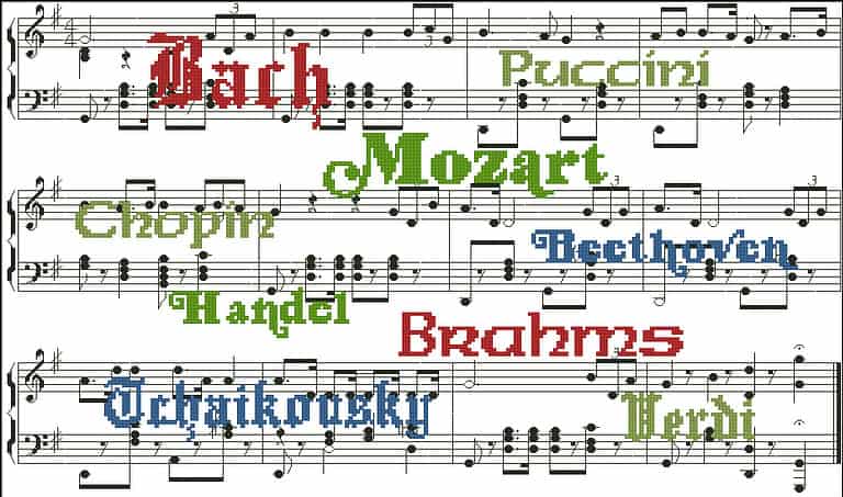 A Medley Of Composers-cross-stitch design
