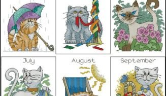 Cat calendar-cross-stitch design