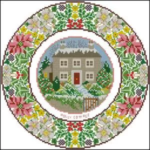  Plate Cottage Winter -free cross-stitch pattern