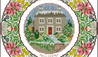 Plate Cottage Winter -free cross-stitch pattern