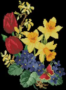 Spring flowers-cross-stitch design