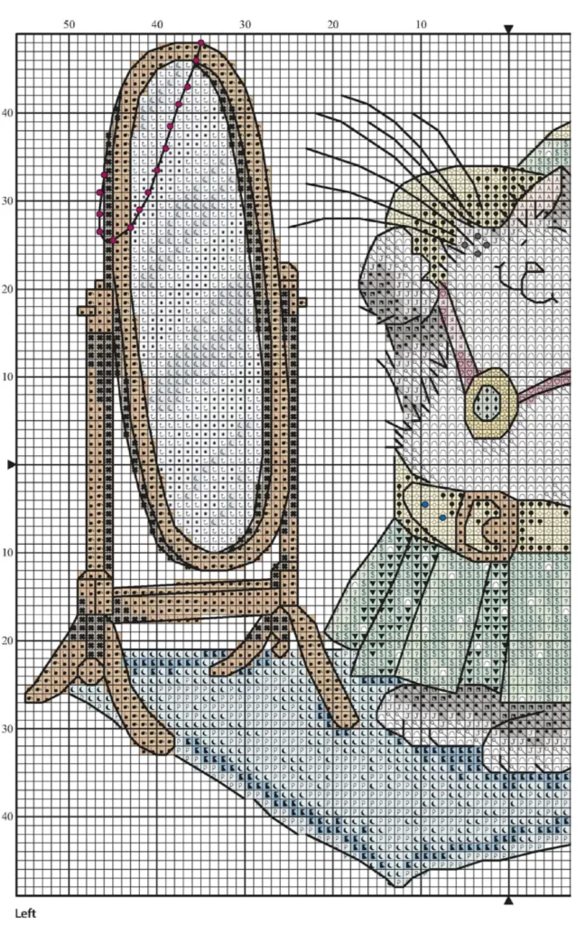 "Glamour puss"- free cross-stitch design by Margaret Sherry