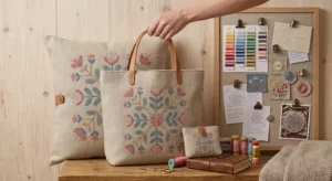 Embroidered tote bag or clutch